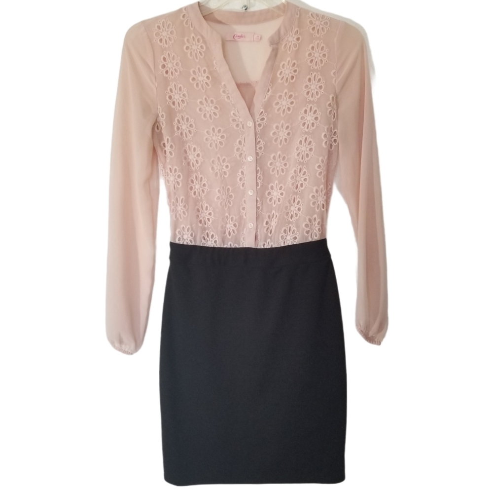 Candies | Blush Blouse Black Pencil Dress Sz XS